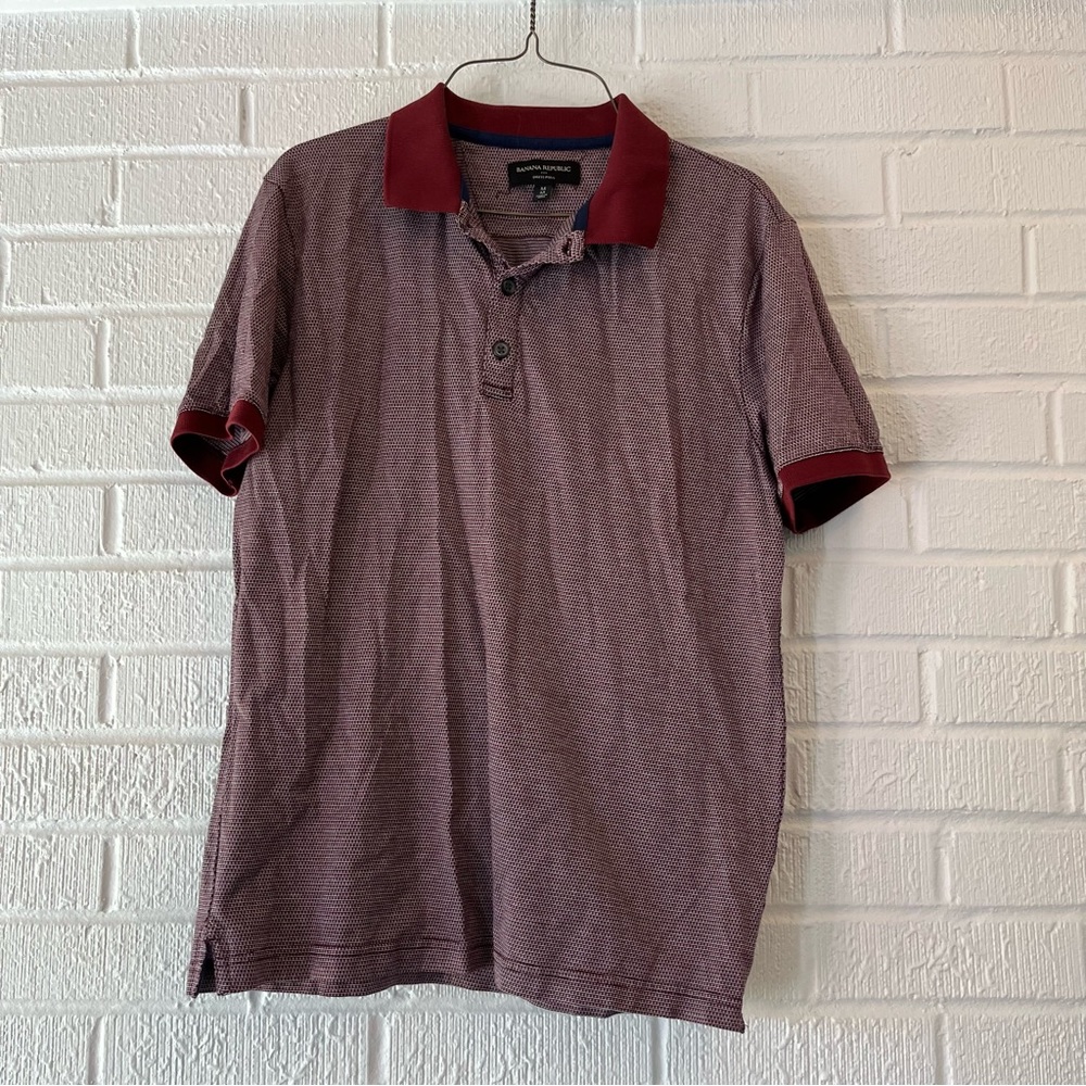 Banana Republic Stretchy Maroon Pattern Polo